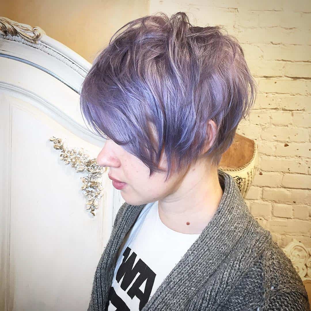 Silver Blue Choppy Long Pixie