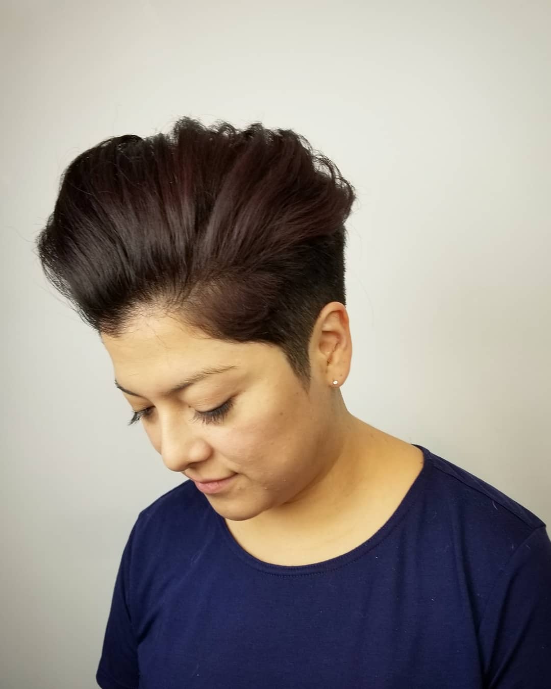 Brown Pompadour Long Pixie