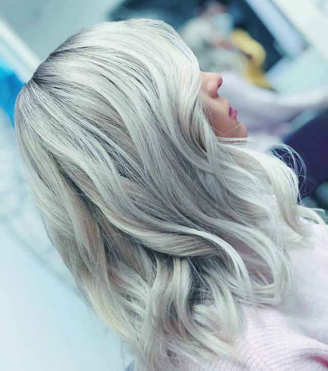Ice Platinum Blonde Waves With Ash Roots