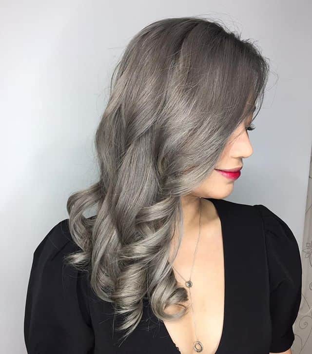 Silver Gray Balayage With Elegant Chunky Curls