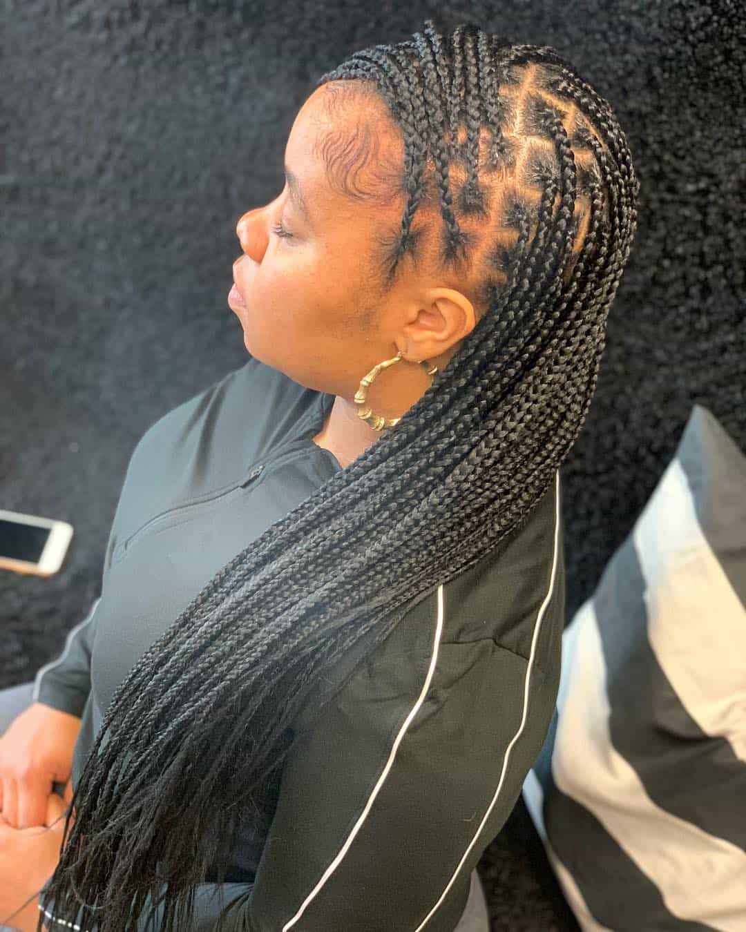 Long Side Swept Micro Box Braids