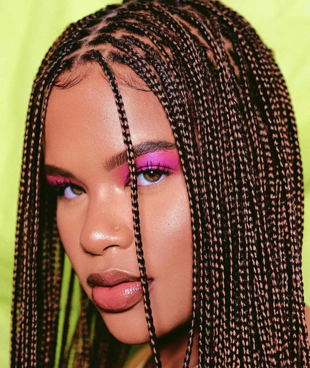 medium small box braids long