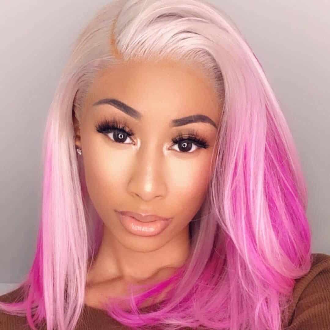 Bright To Dark Pink Shoulder Length Unicorn Hair