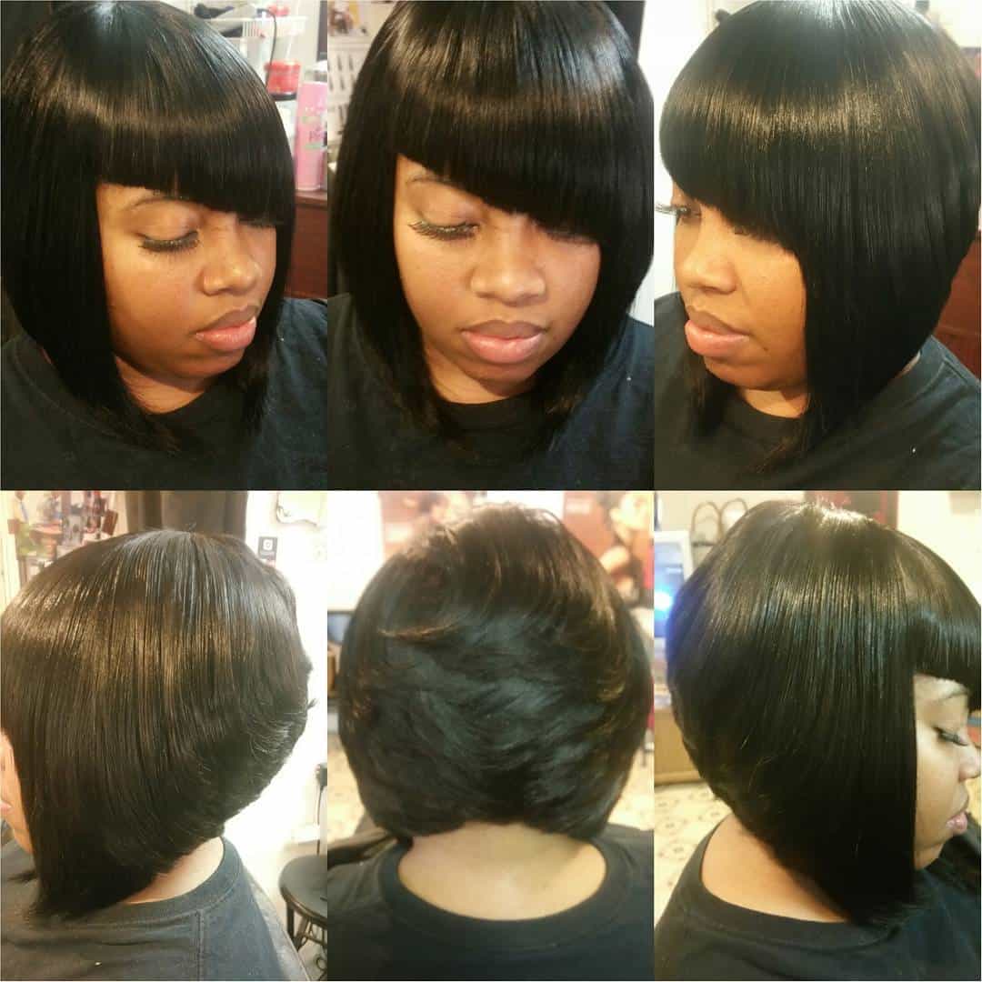 Slanted Heavy Bangs On Inverted Bob