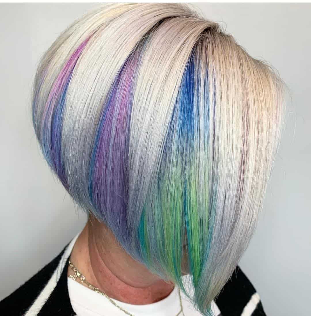 Platinum Blonde A-Line Bob With Unicorn Peek-A-Boo