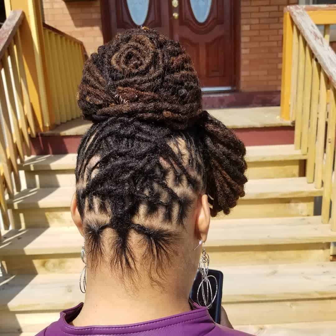 High Swirled Bun With Weave From Nape To Top