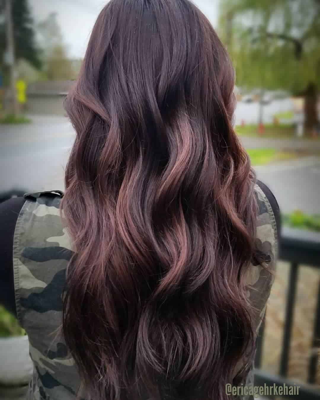 Black Hair With Subtle Dark Umber Balayage