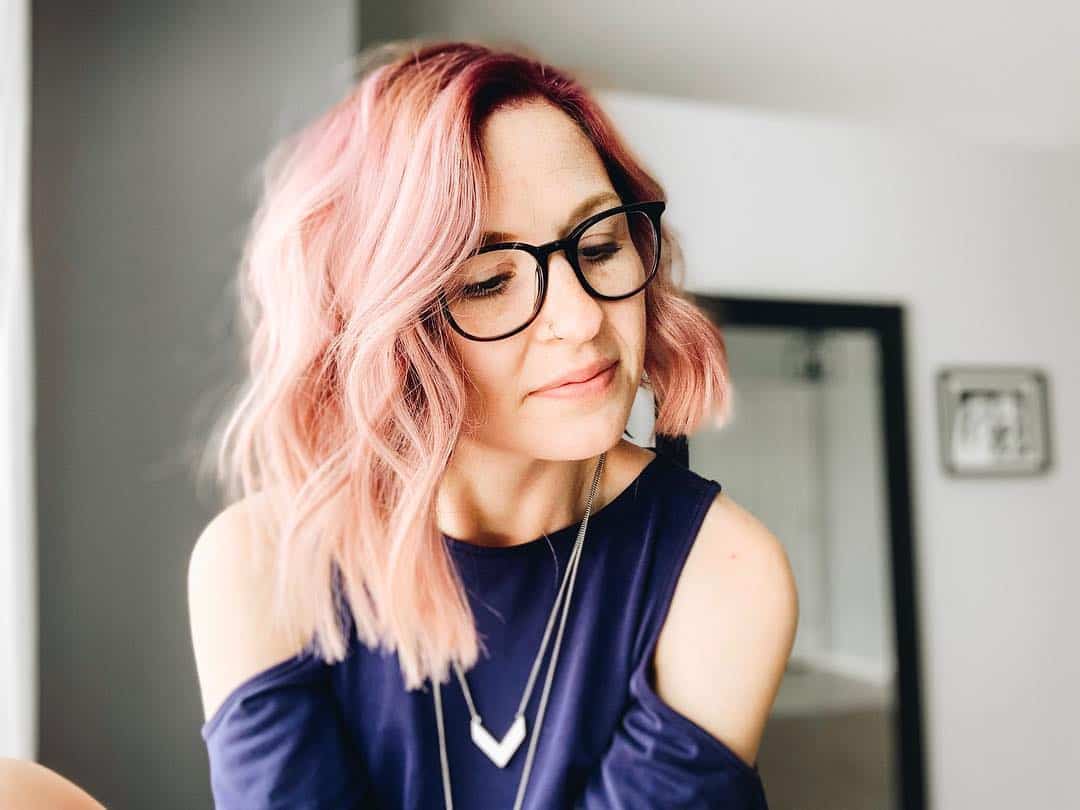 Ombre Pink Wavy Straight Cut Bob