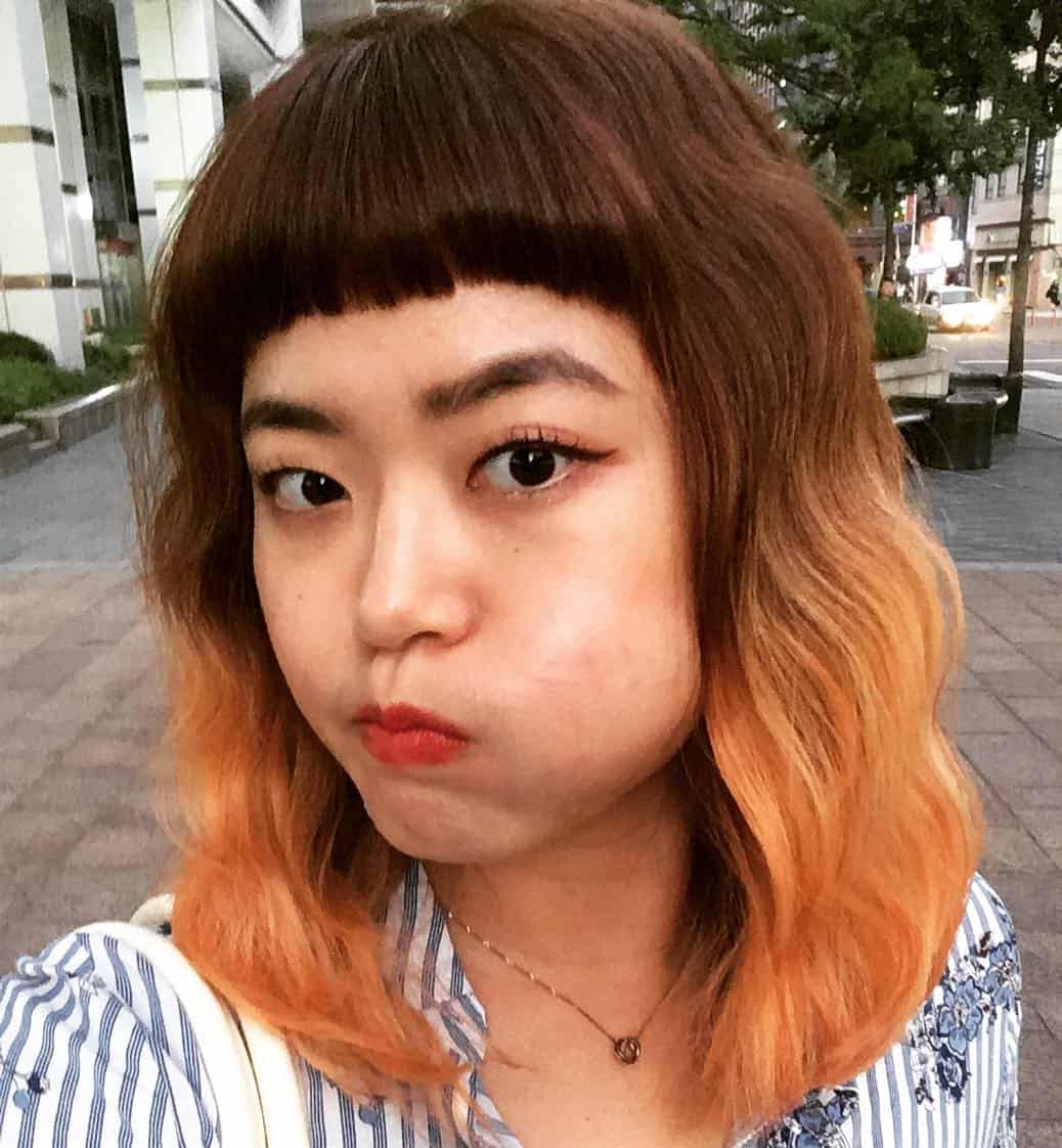 Ombre Ginger On Micro Heavy Bangs