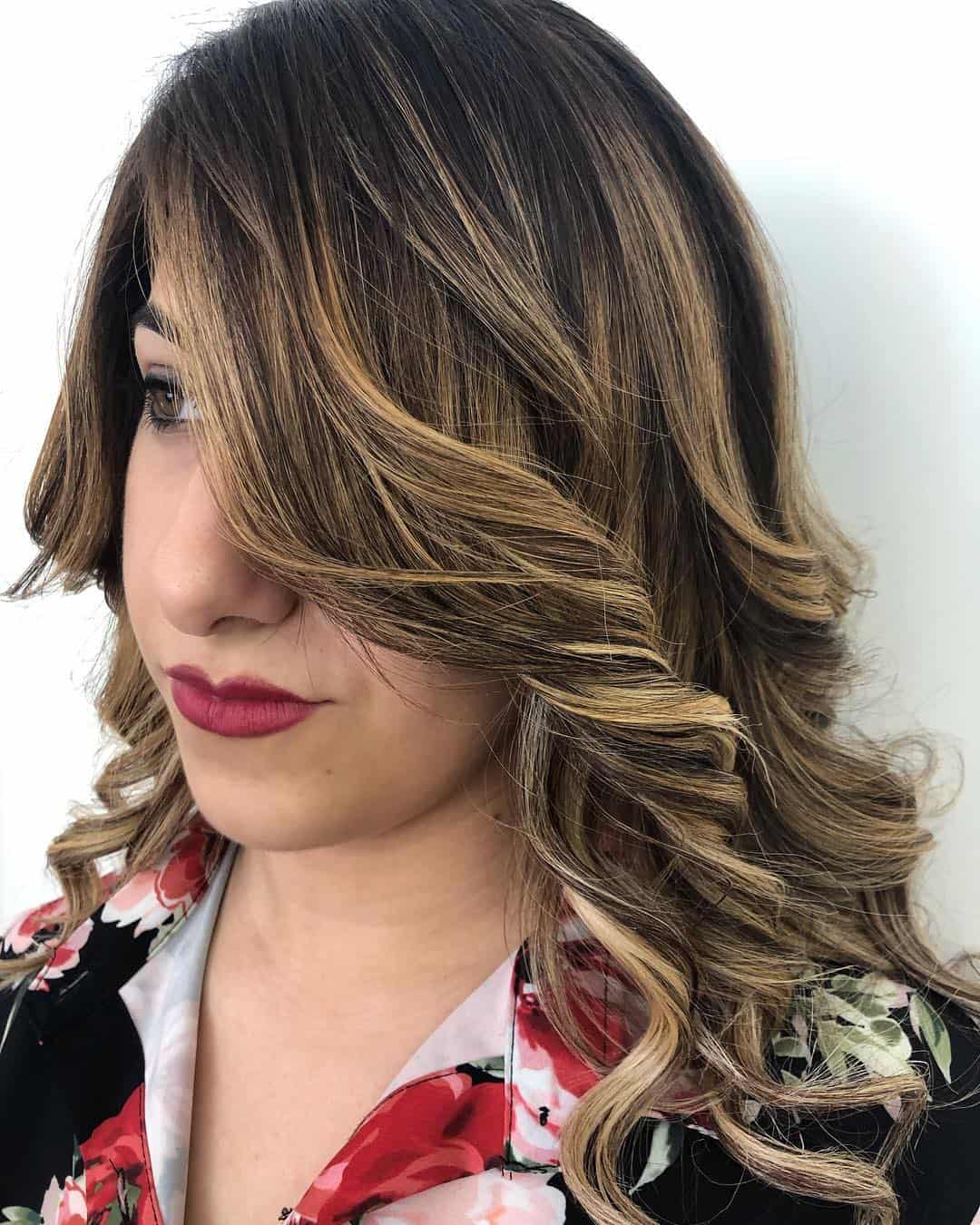 Swirled Shiny Dark Blonde Balayage