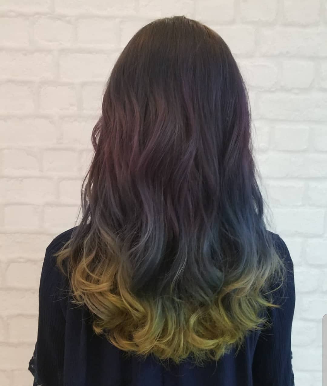 Rainbow Ombre Balayage On Long Black