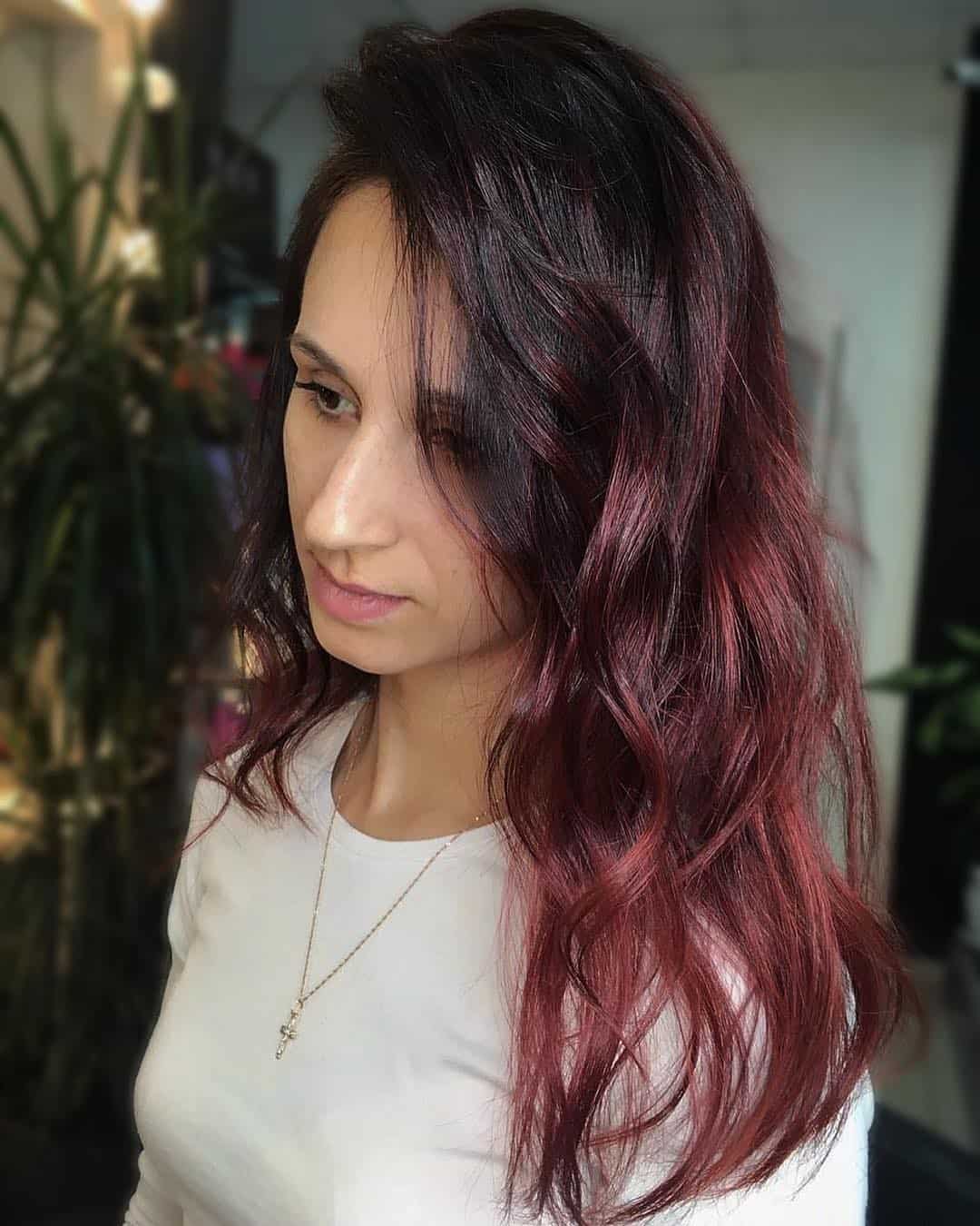 Cherry Red Balayage On Black