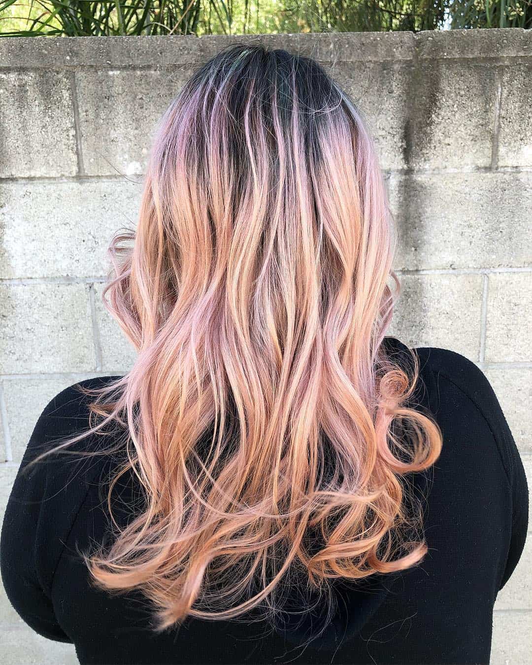 Champagne Pink Balayage On Black Canvas