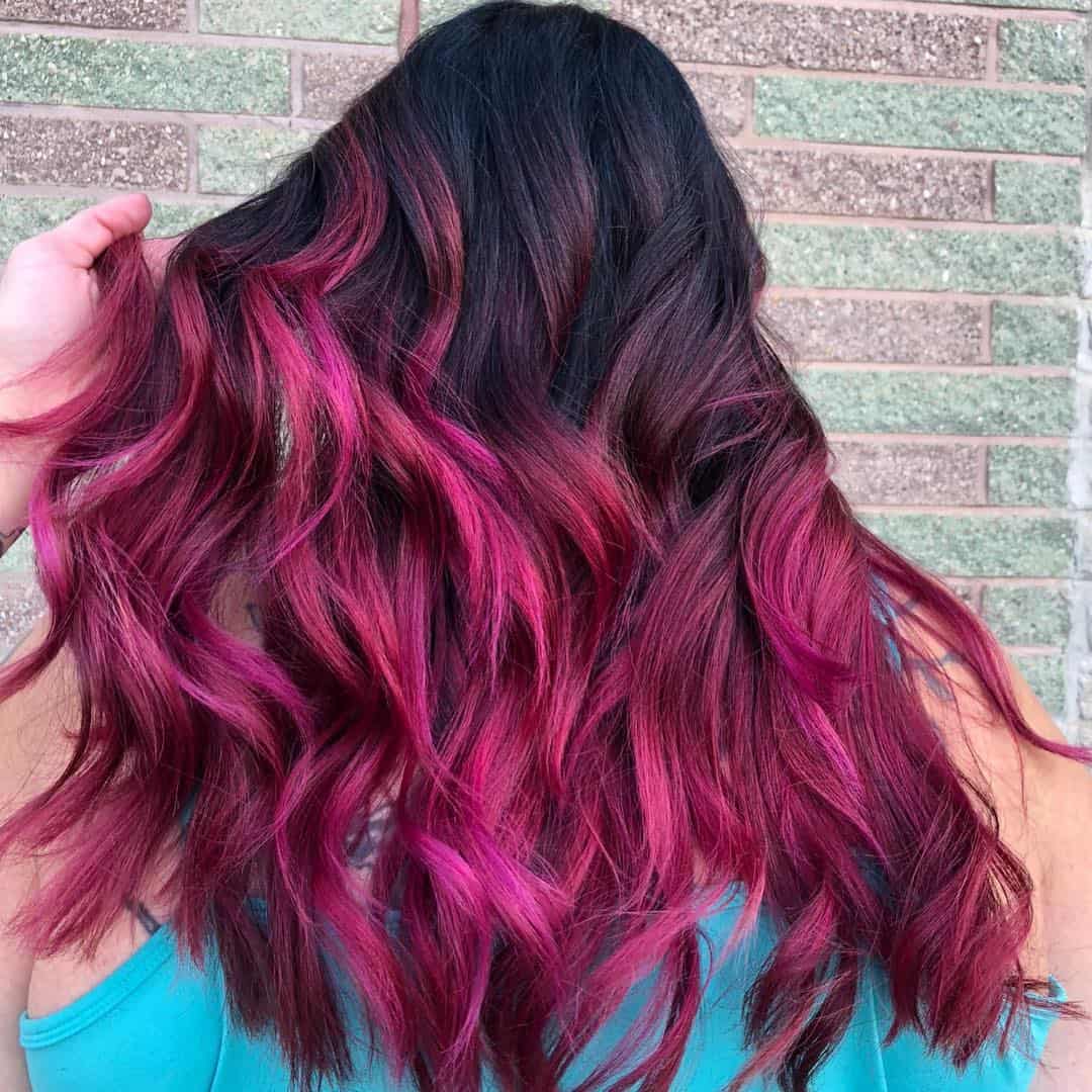 Thick Pink Magenta Balayage