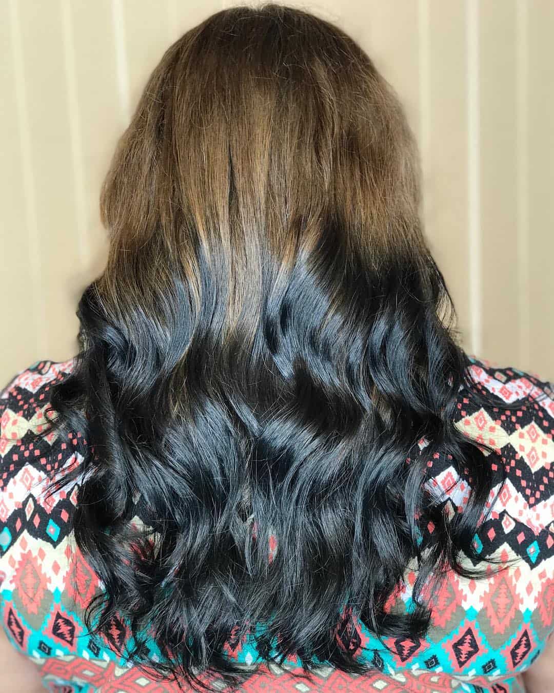 Long Dirty Blonde With Black Balayage