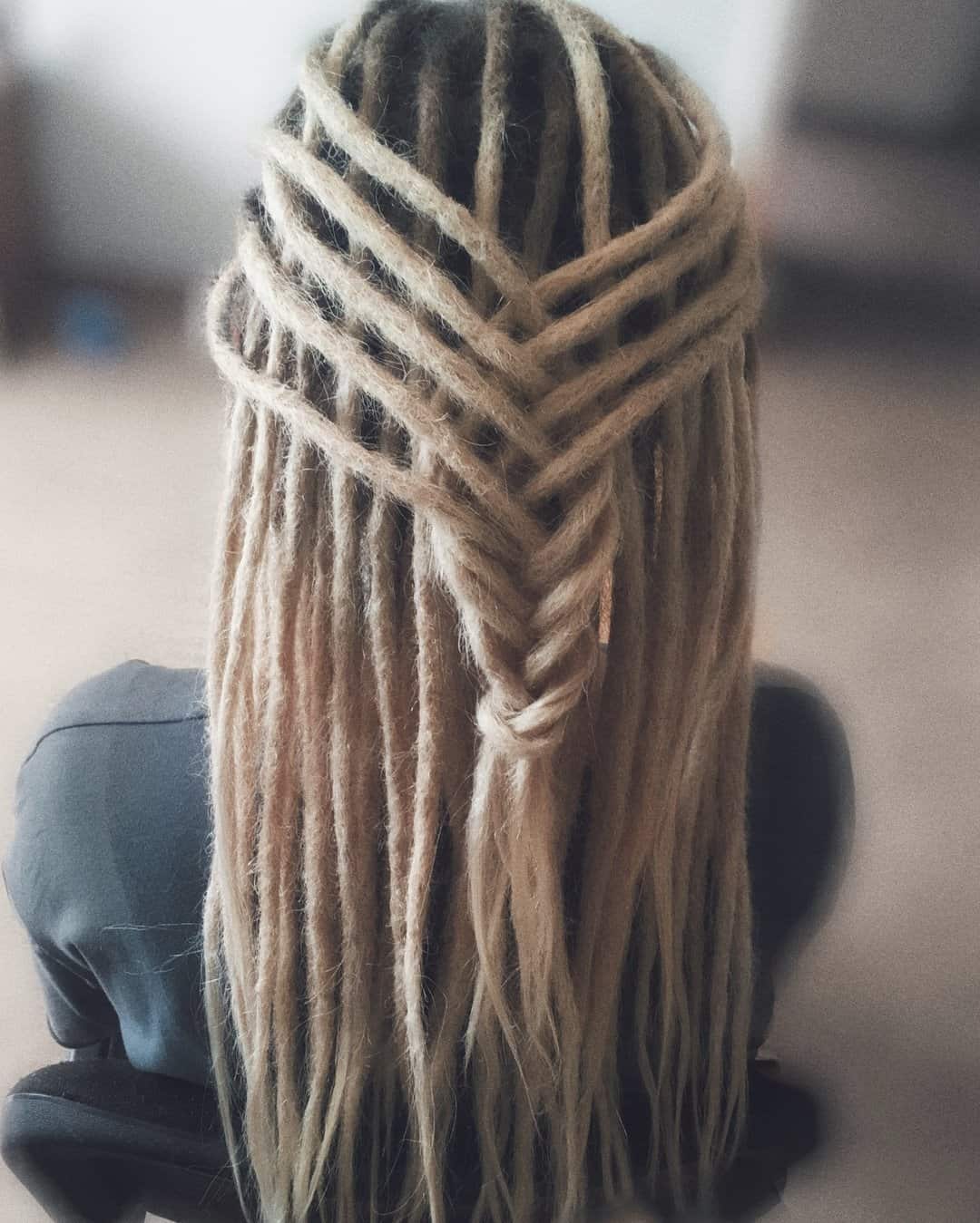 Blonde Waterfall Fishtail Tied-Back Dreadlocks