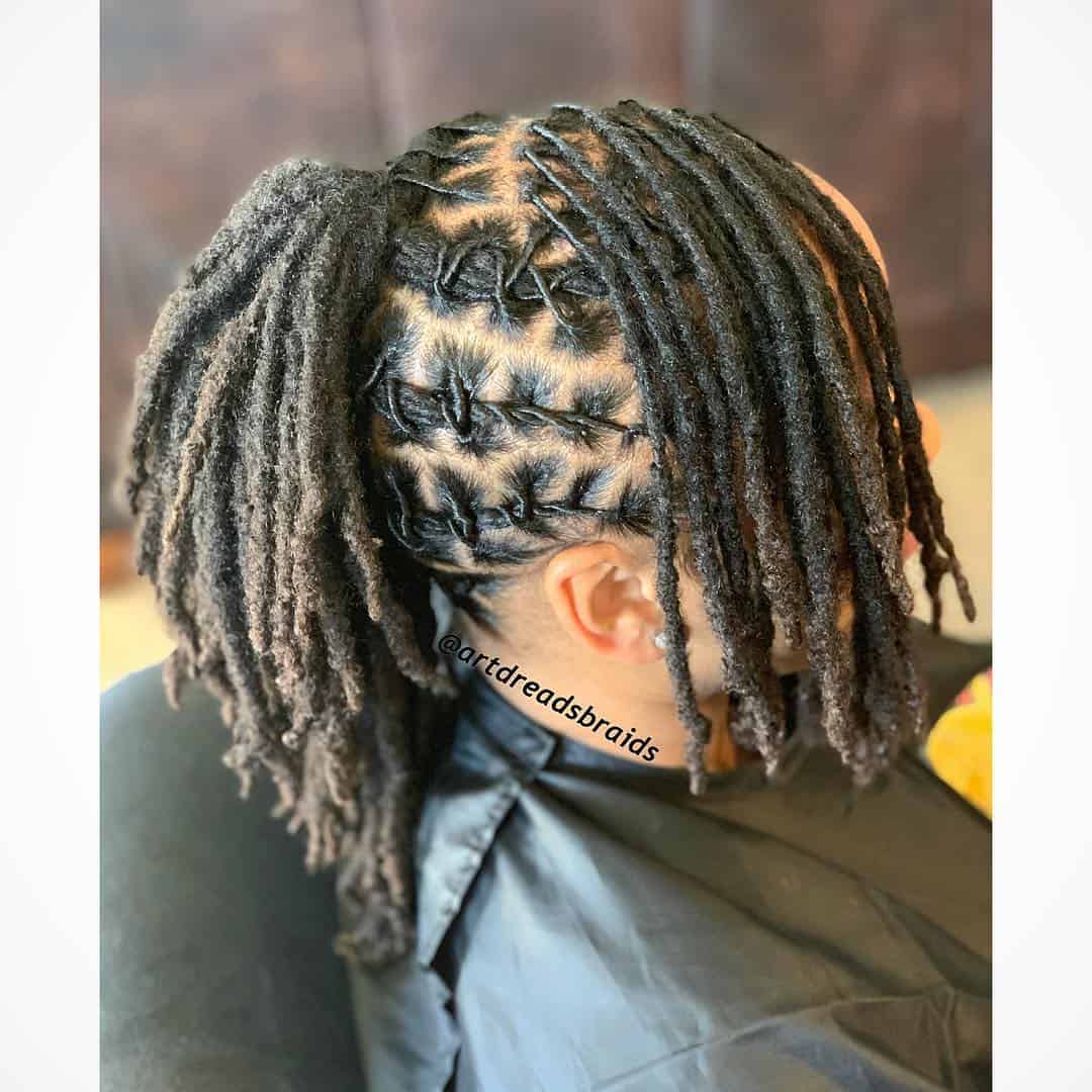 Front And Back Dreadlocks With Twisted Microlock Cornrows