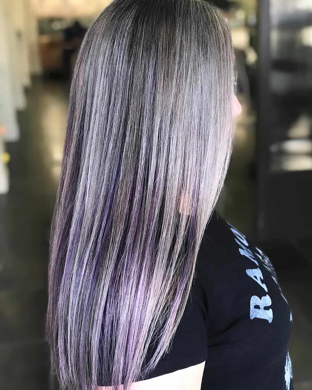 Gray Silver Hair With Purple Peekaboos