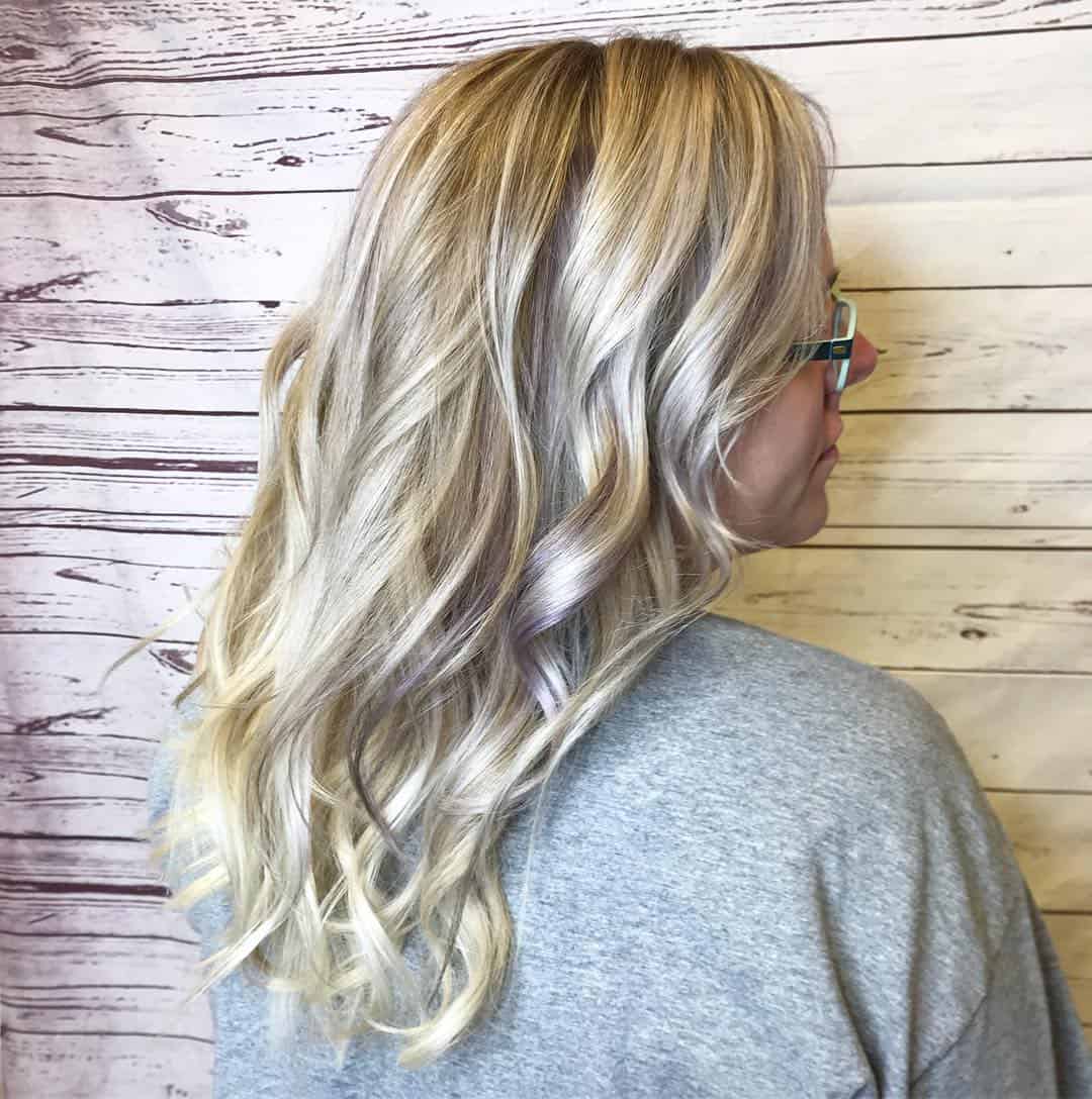 Lavender And Icy Peekaboo Highlights On Blonde
