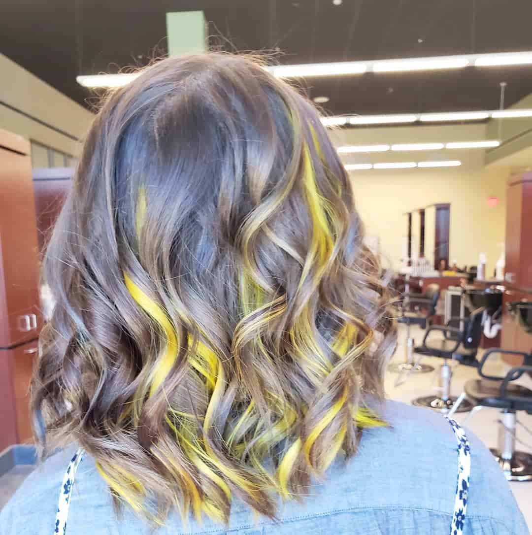 Sun Yellow Peekaboo Highlights On Ash Light Brown