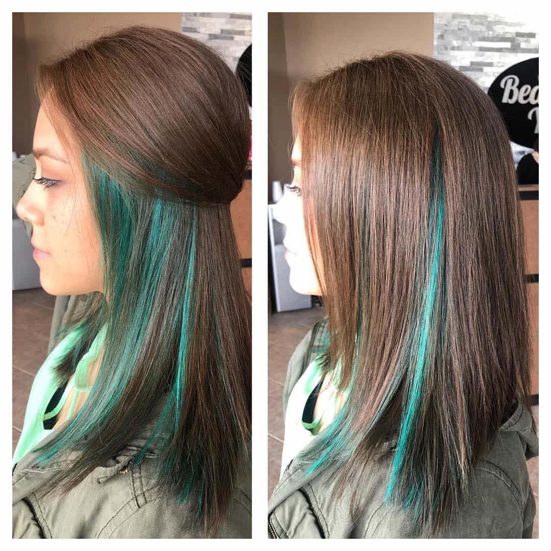 Opal Green Peekaboo Highlights On Chocolate Brown