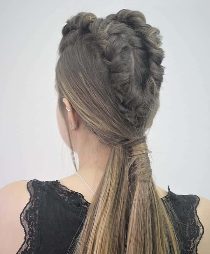Loose Double Pipe Braids Connecting In A Ponytail