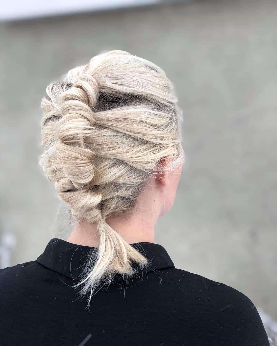 Messy Pipe Braid On Short Blonde Hair