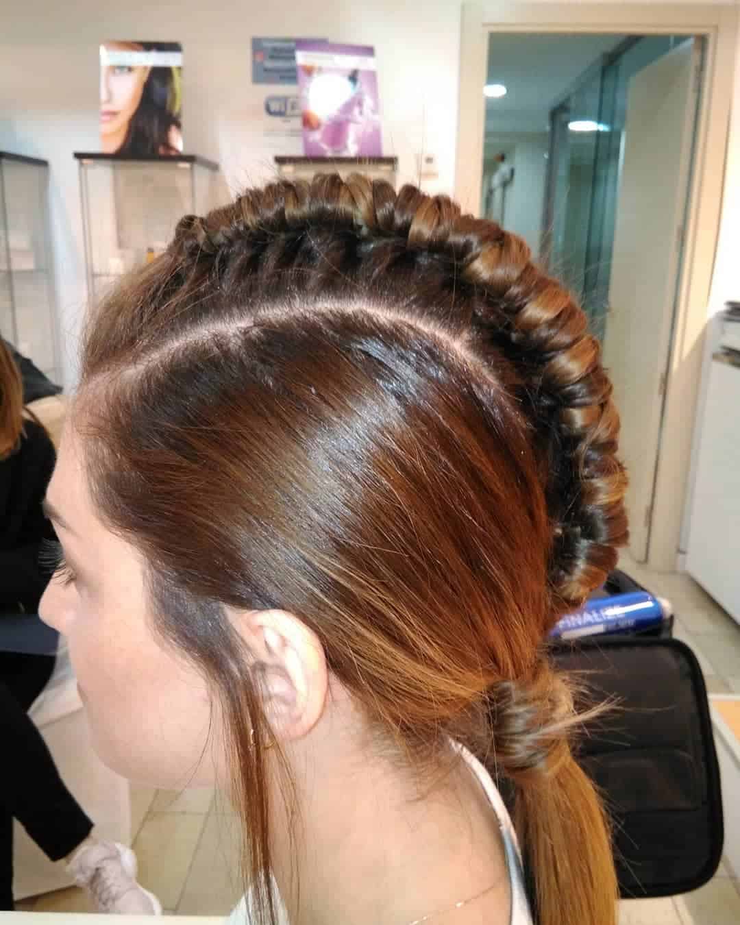 Pipe Braid Fauxhawk With Low Ponytail