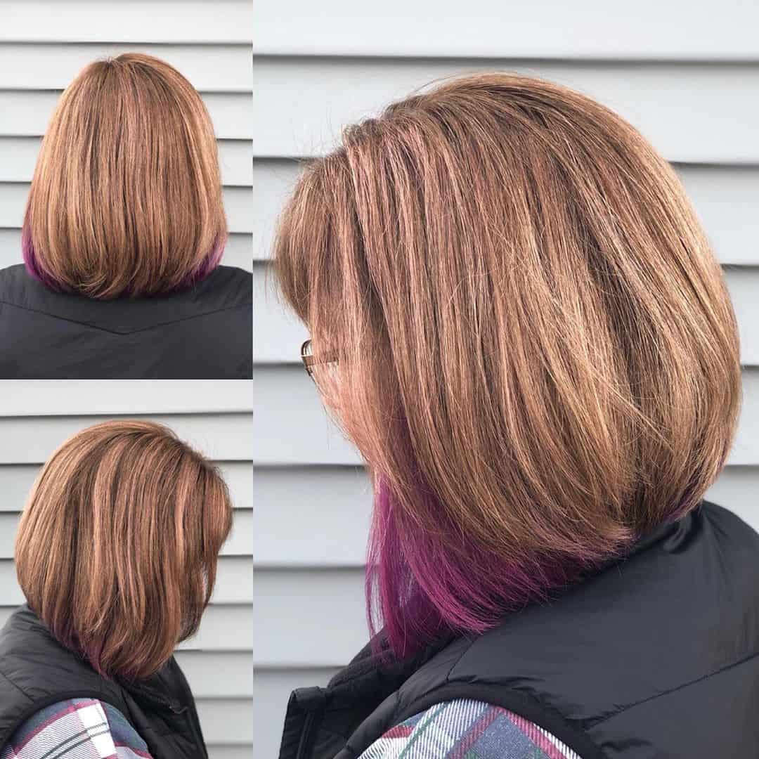 Rose Gold Bob With Magenta Peek-A-Boo