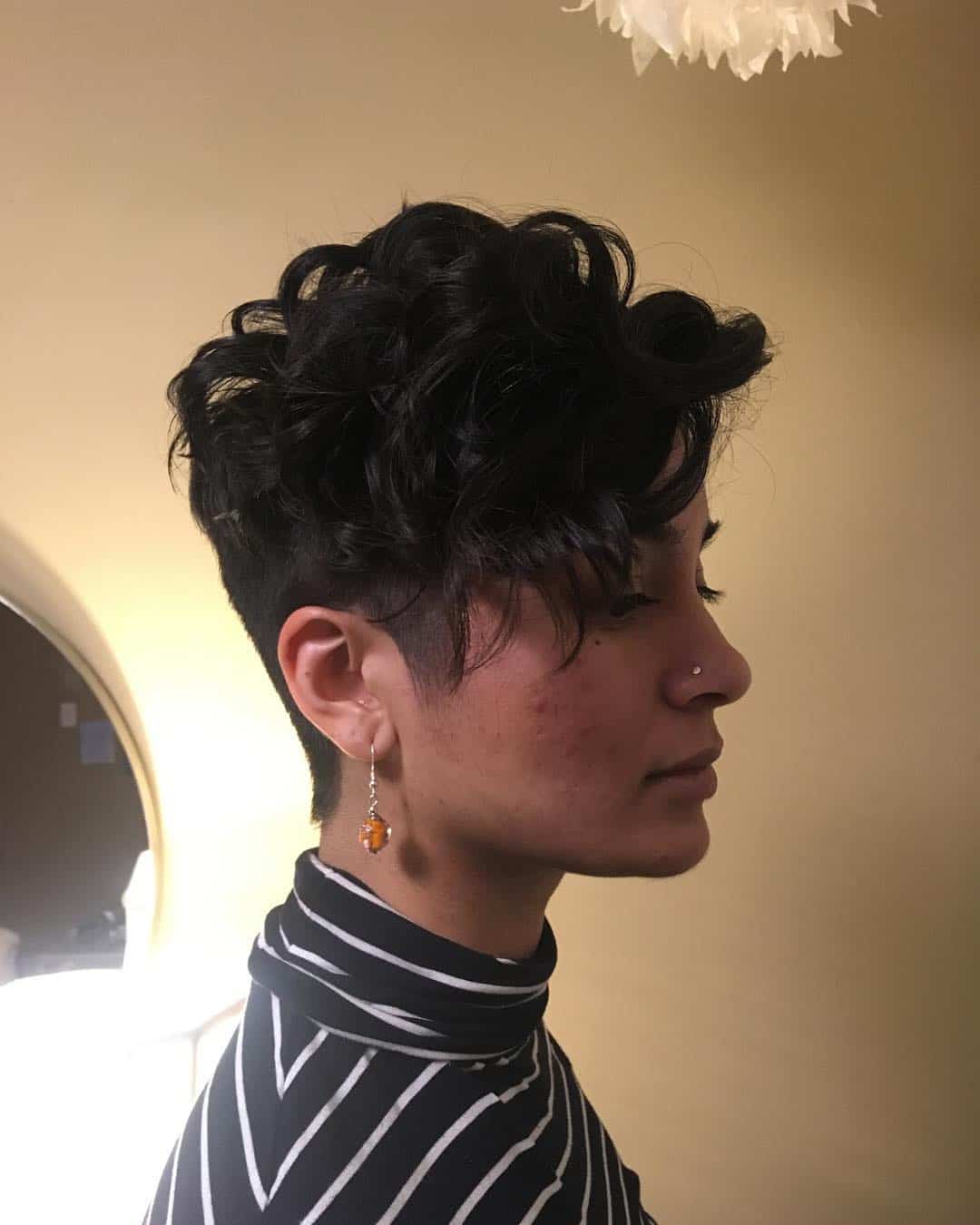 Buzzed Pixie With Soft Curled Top
