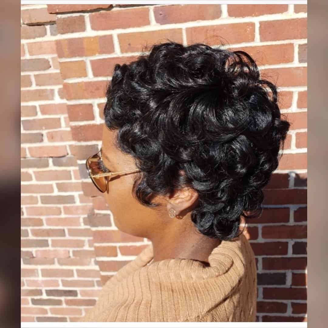 Black Curled Pixie