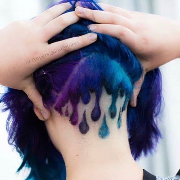 Blue And Violet Dripping Undercut Design