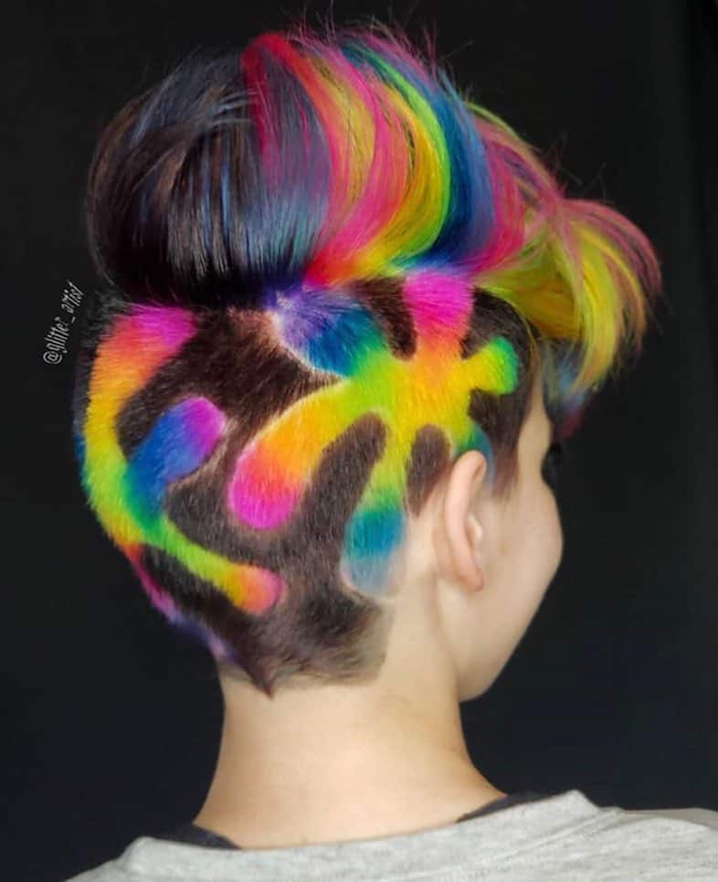 Rainbow Splat Undercut Design